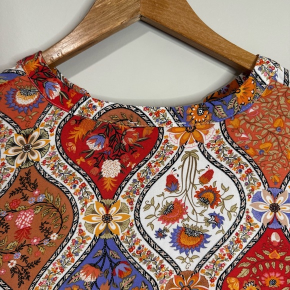 Christian Siriano Women's Size Small Floral Paisley Peplum Blouse Boho Peasant - Picture 6 of 15